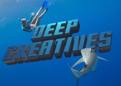 3D Shark and Diver logo