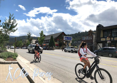Ladies riding bicycles in Tahoe City
