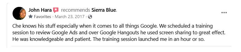 Facebook Review for Sierra Blue