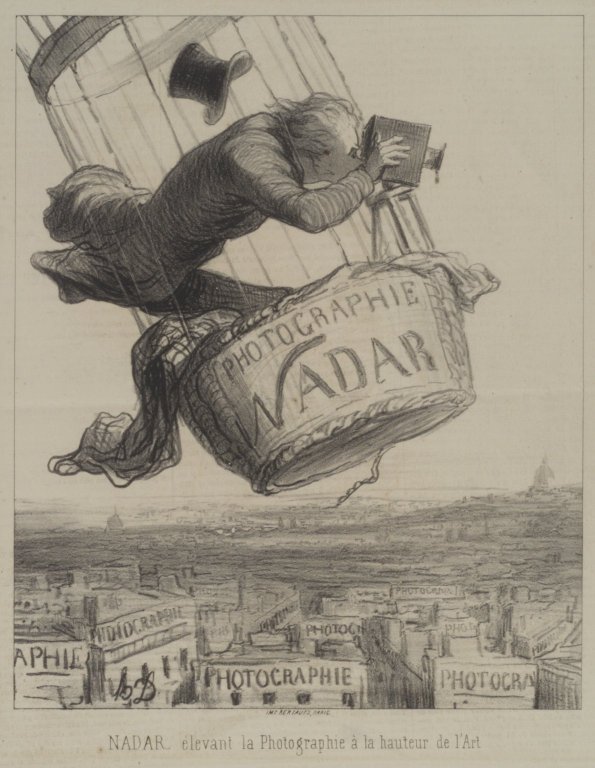 Man in hot air balloon 1858 over Paris