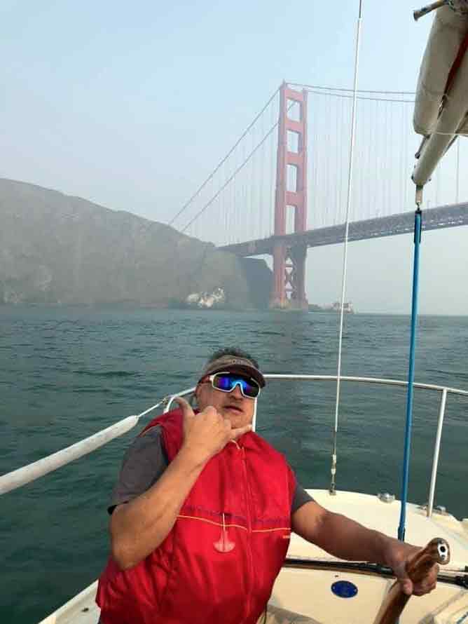 Sailing under SF Golden Gate Bridge
