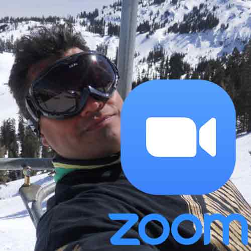 Zoom with skier