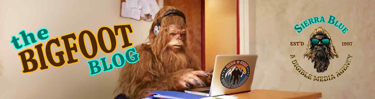 Bigfoot blogging on laptop