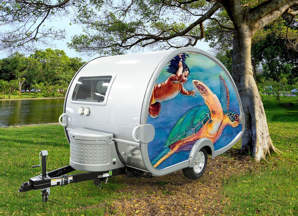 Teardrop trailer with custom vinyl application