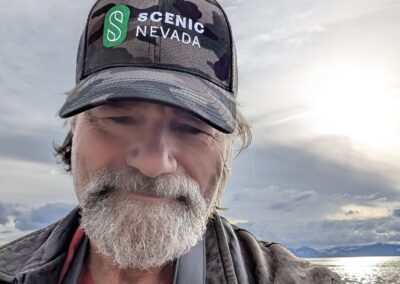 Man wearing hat designed by Sierra Bluie