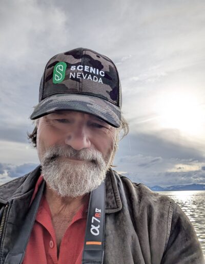 Man wearing hat designed by Sierra Bluie