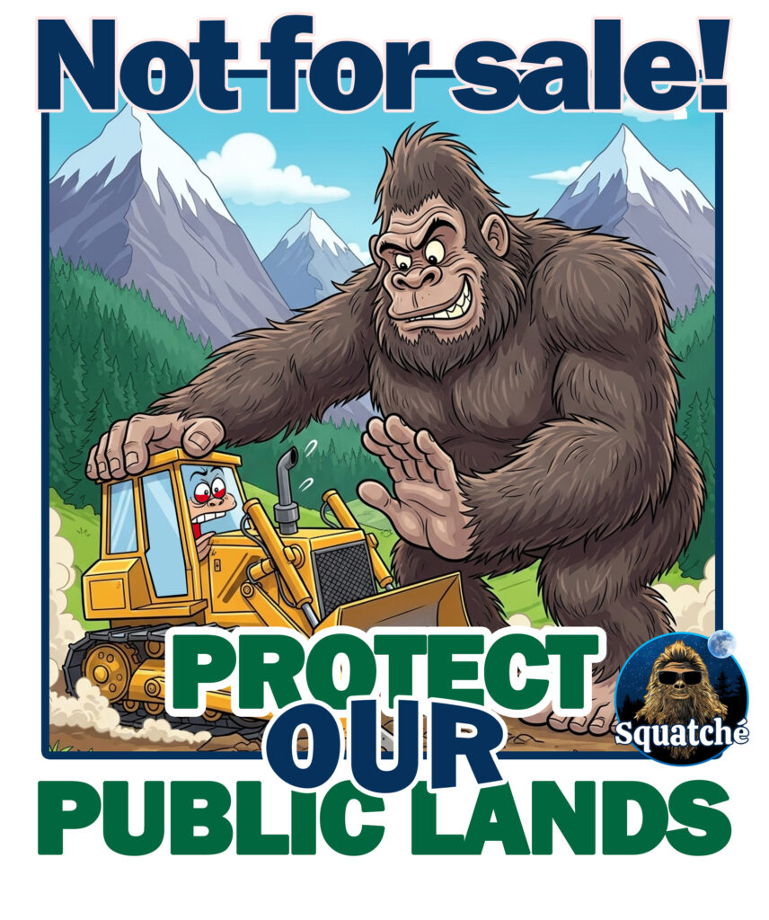 Poster featuring bigfoot stopping a bulldozer.