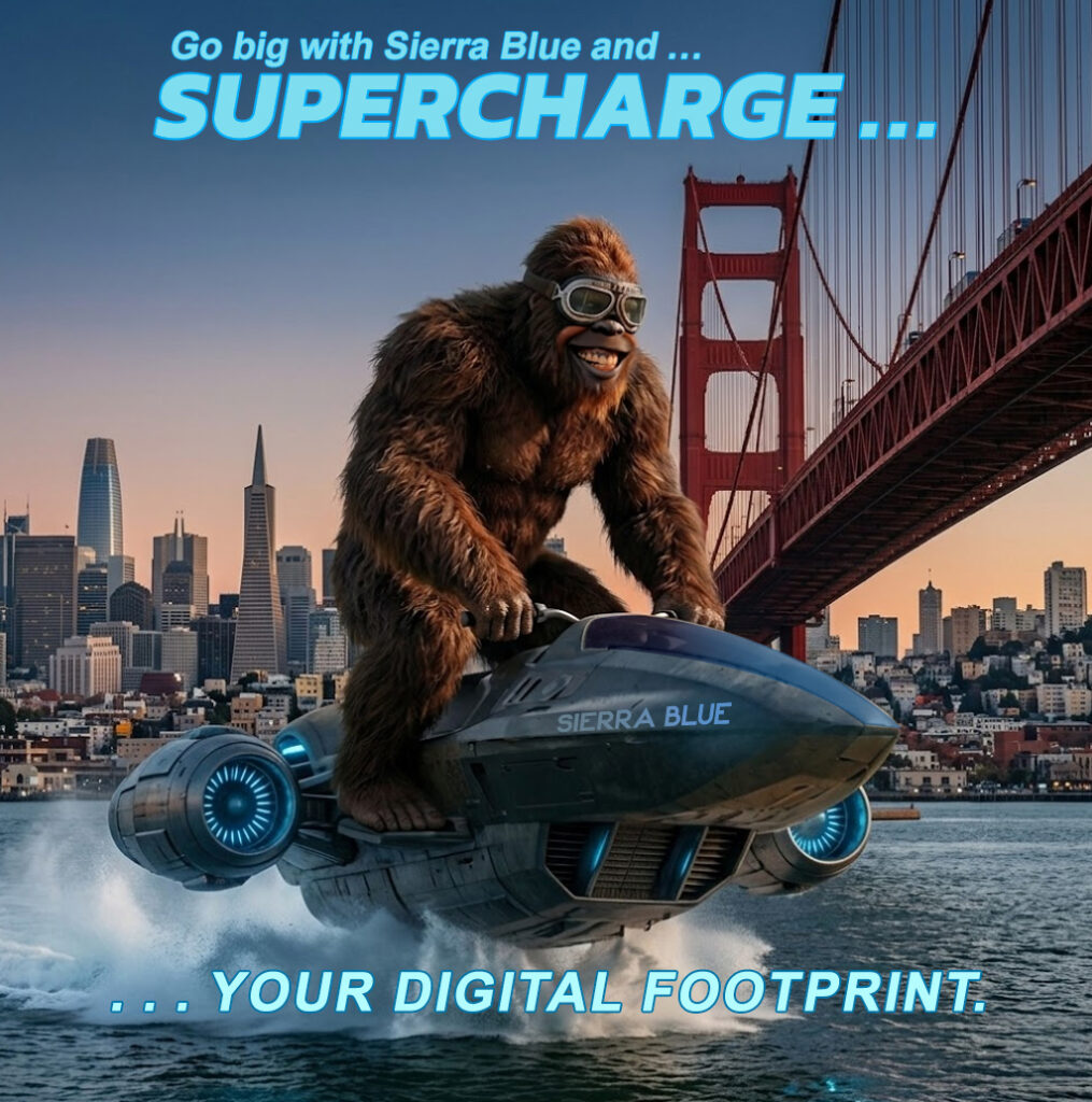 Bigfoot rides a jetski under golden gate bridge in San Francisco